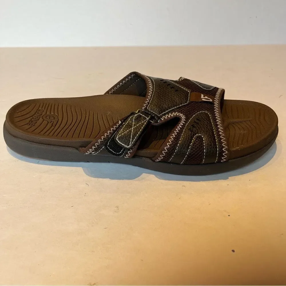 Coface Men's Sport Recovery Sandals Brown Slip on Size 14